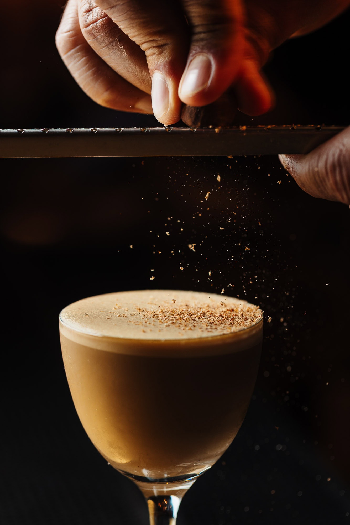 Sophisticated food photography of a coffee cocktail, captured by Rutland Food Photographer, showcasing precise details, warm lighting, and professional style perfect for culinary marketing and branding.